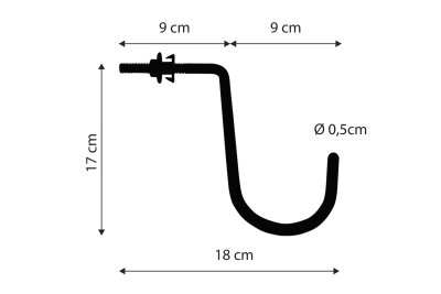 Haken Dreieckhalter (mit Gewinde), Messing, für Billardtische