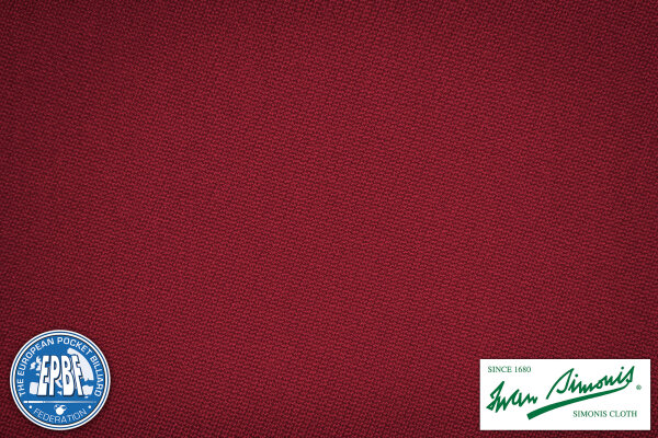 SIMONIS Billard Cloth - Pool Tuch 760/165cm BURGUNDY/lfd. Dezimeter