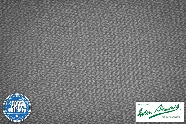 SIMONIS Billard Cloth - Pool Tuch 860/198cm GRAU /lfd. Dezimeter