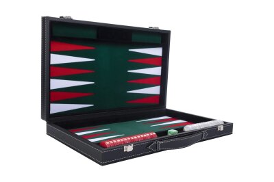 Backgammon 18 " grün/rot/weißer Filzeinlage