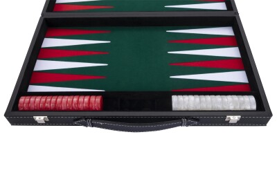 Backgammon 18 " grün/rot/weißer Filzeinlage