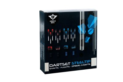 Longfield Steel Tip Dart Set mit 12 Pfeilen (4 Sets) und Zubehör 21-23g