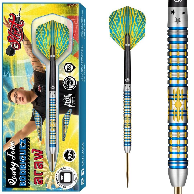 Shot Rowby-John Rodriguez Araw 90% Steeldarts 23g bis  26g