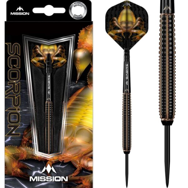 Mission Scorpion Steeldarts 90 % Wolfram – Schwarz/ Gold Electro 22g, 24g