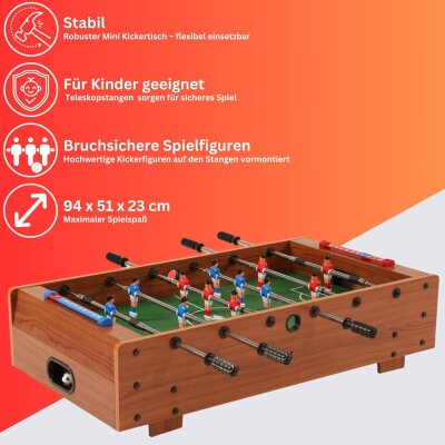 Mini-Tischkicker als Tischauflage 94x51x23, braun