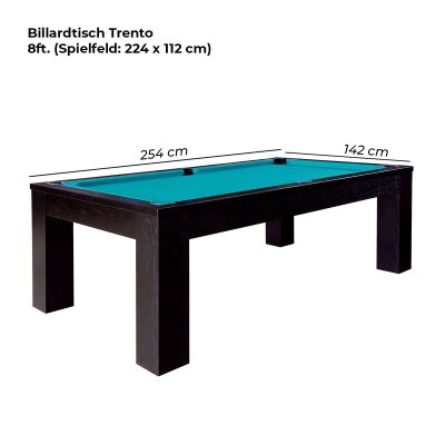 Billardtisch Trento 8-Fuss Schwarz