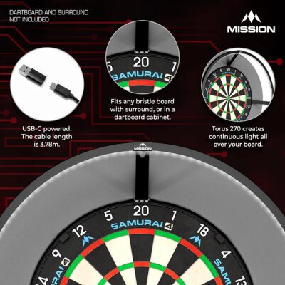 Mission Torus 270 - LED Dartboard Beleuchtung Schwarz