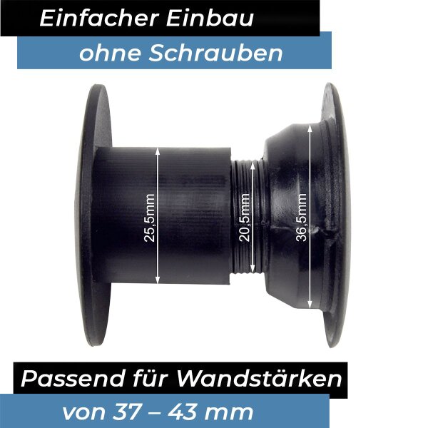 Bandito - Kugellager Universal für 16 mm Kickerstange Seitenwände 37 - 43 mm Stangenset