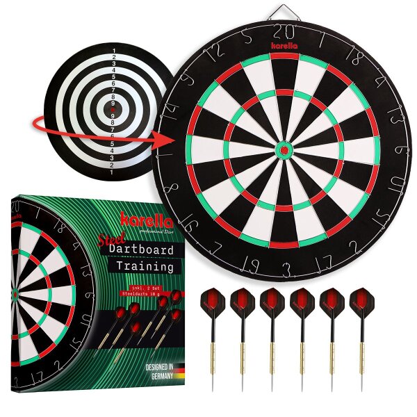 Karella - Dartboard Training Set inkl. 2 Satz Steeldarts