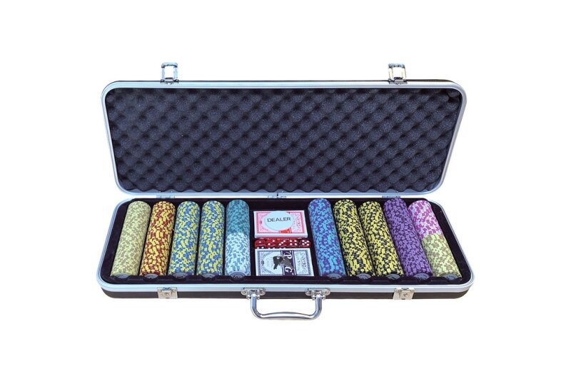 Pokerset DLX Koffer 500 Chips (14 Gramm) mit Wert