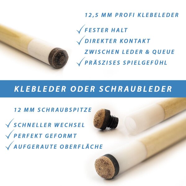 Queue Shooter HouseCue 2-tlg. - 12 mm Schraubleder