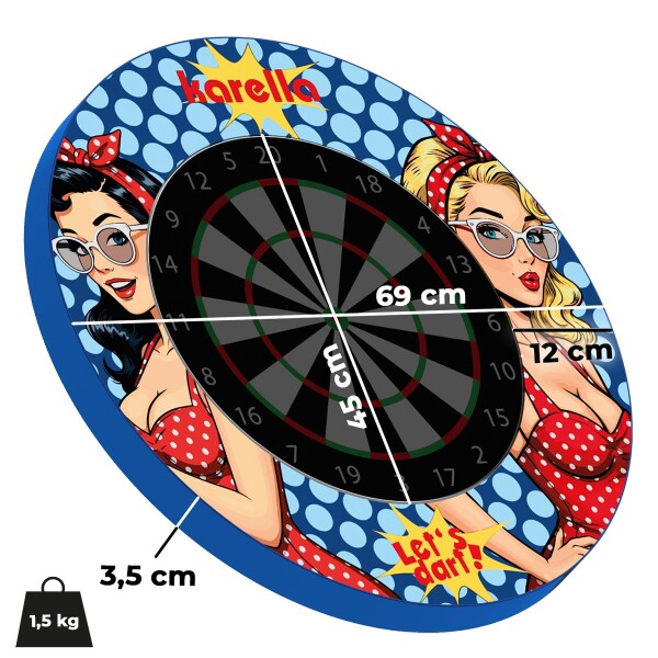 Karella - Dartboard BullOut Set inkl. Surround und 2 Satz Steeldarts