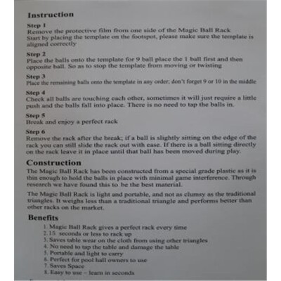 Magic Ball Rack Pro 9- & 10-Ball Aufbauschablonenset