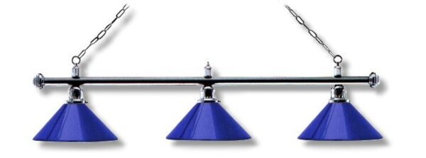 Billardleuchte Modell LONDON - Chrom/Blau - 3 Lampenschirme