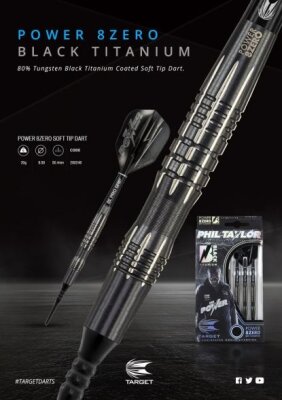 Phil Taylor 8Zero Black Titanium Soft Dart 20 Gramm...