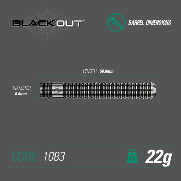 Winmau Blackout 90% Tungsten Steel Darts 26 Gramm