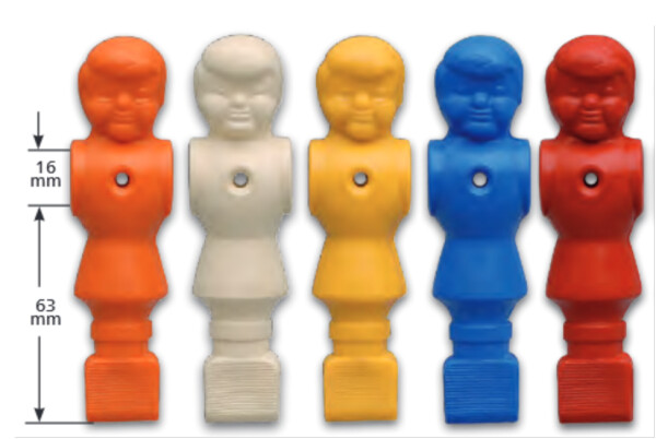Kickerfiguren 11-er Set, PVC,  mit Schrauben und Muttern weiß