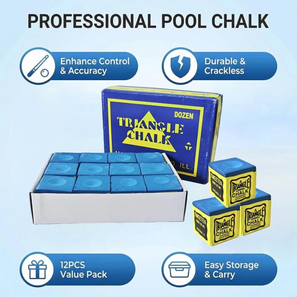 Triangle Chalk Billardkreide 12 Stück blau