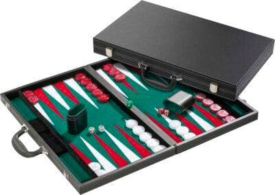 Backgammon im Lederkoffer 46x30 Points eingelegt